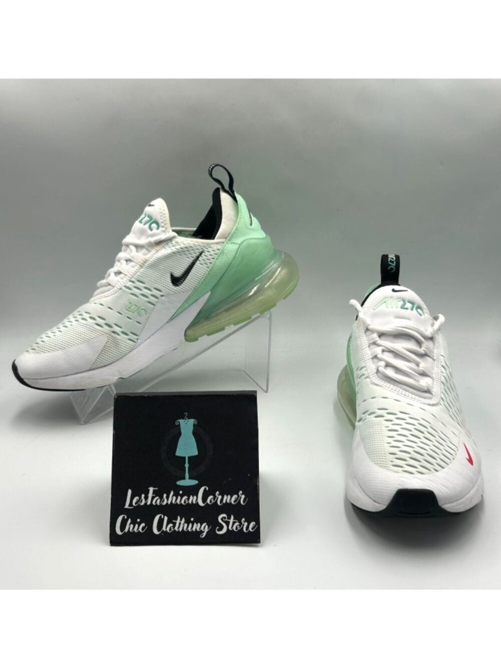 Nike Air Max 270 Women's White Mint Green Tiffany Sneakers‎ Shoes Size 9.5 4018